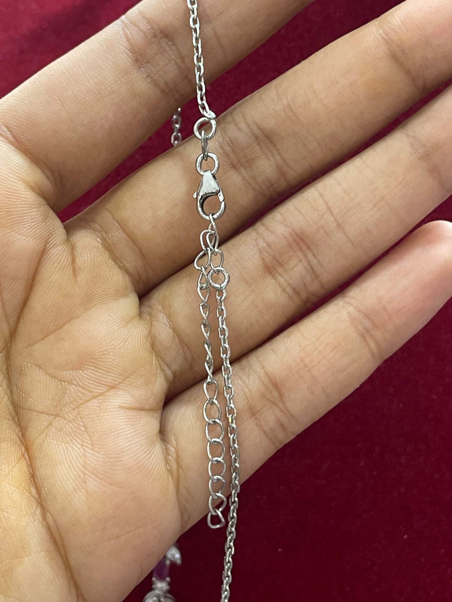 92.5 Silver Pink & White Stone Necklace for Women 18 Inches | Stylish Elegant Design | Premium Jewellery