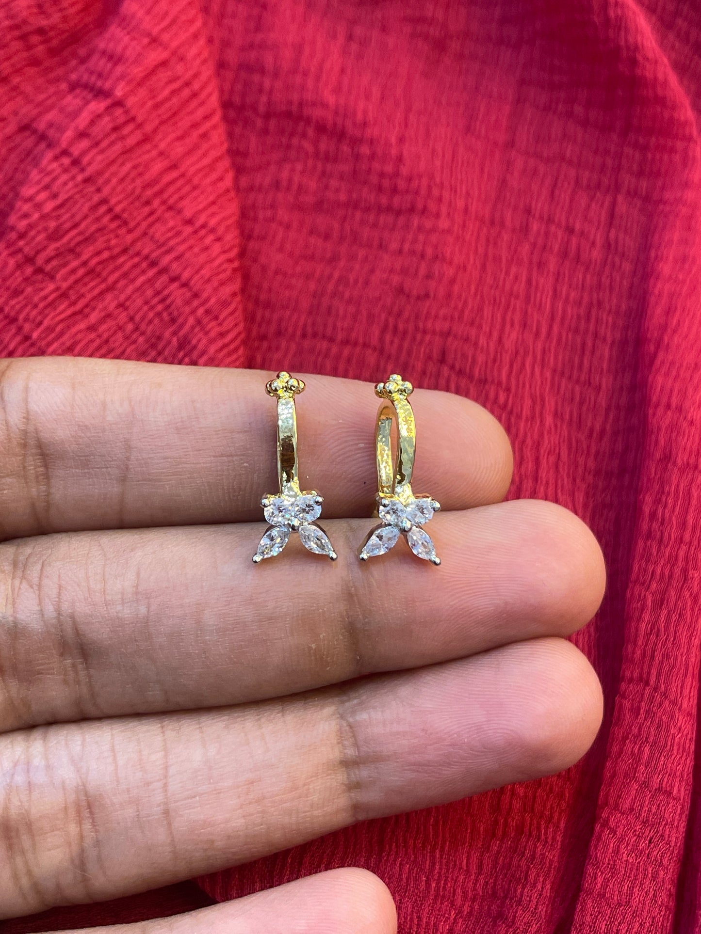 92.5 Silver Gold Plated Butterfly Press-On Bugadi for Women | Stylish Non-Piercing Ear Cuff | Ethnic Jewellery