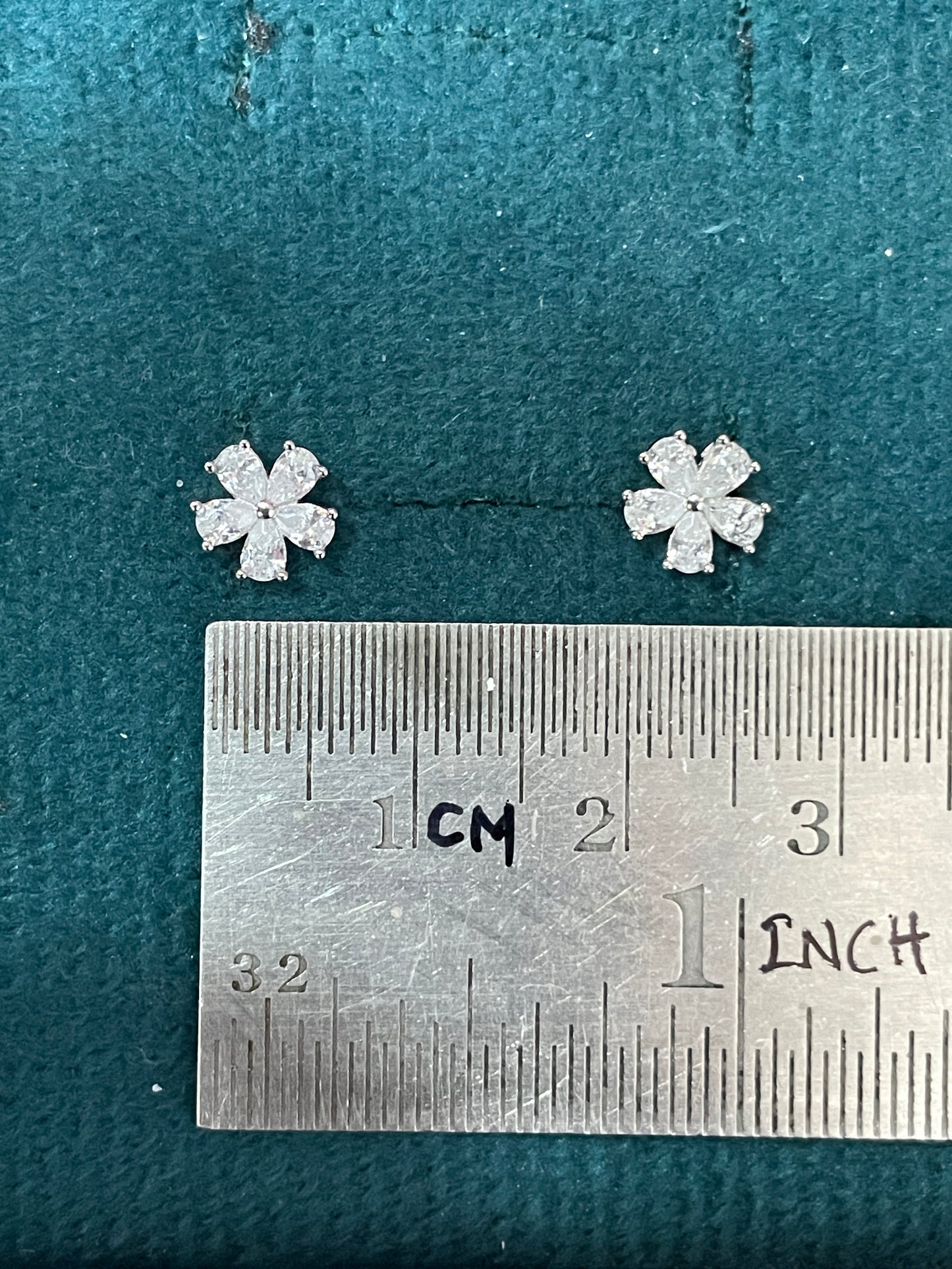 925 Silver Floral Stud Earrings | CZ Flower Daily Wear Earrings with Ball Screw Back