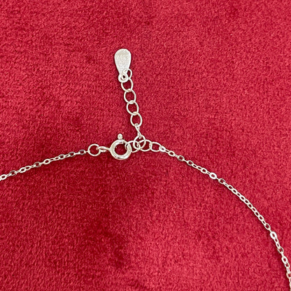 92.5 Silver Pave CZ Five-Petal Flower Pendant Necklace for Women