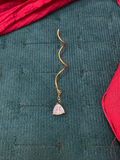 925 Silver Gold Plated Triangle Swirl Dangler Earrings for Women | Geometric Dangle Design