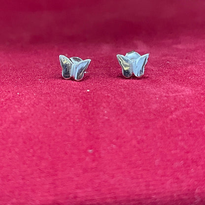 92.5 Sterling Silver Plain Polished Butterfly Stud