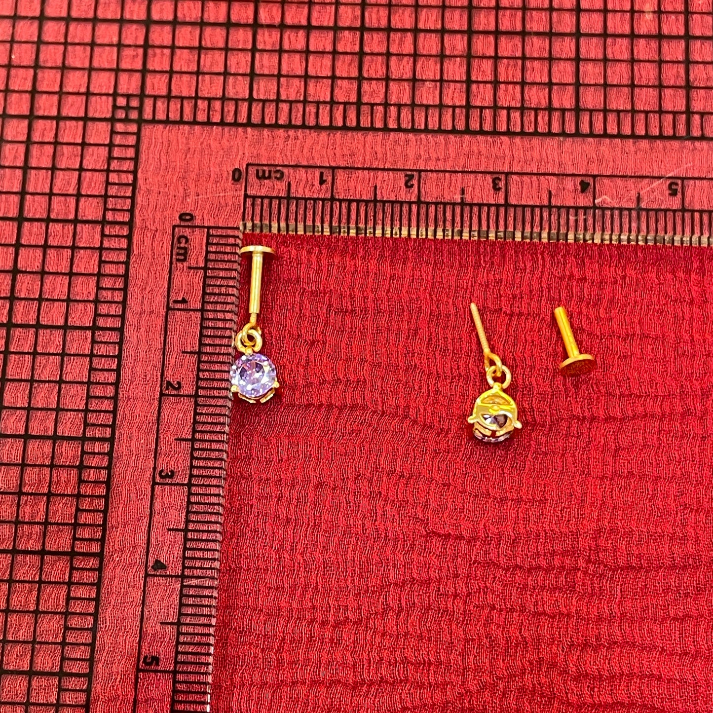 925 Silver Gold Plated Purple Dangler Bugadi Pair