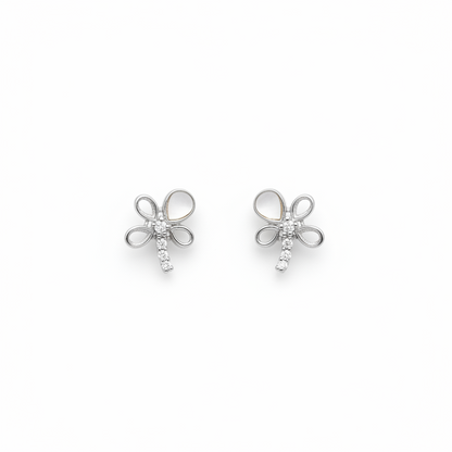 92.5 Sterling Silver MOP & CZ Dragonfly Stud Earrings for Women pair