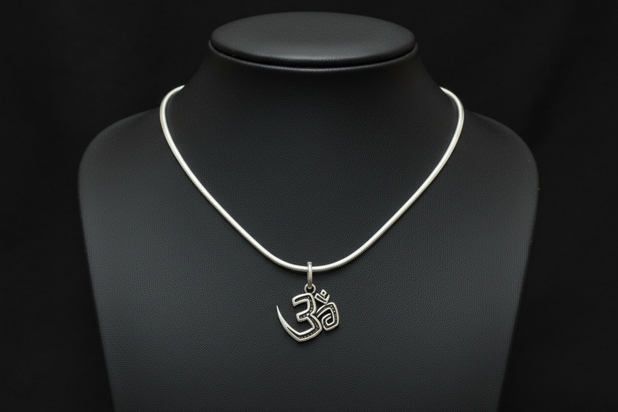 92.5 Silver Aum Pendant for Men & Women | Om Sacred Symbol | Traditional Spiritual Jewellery