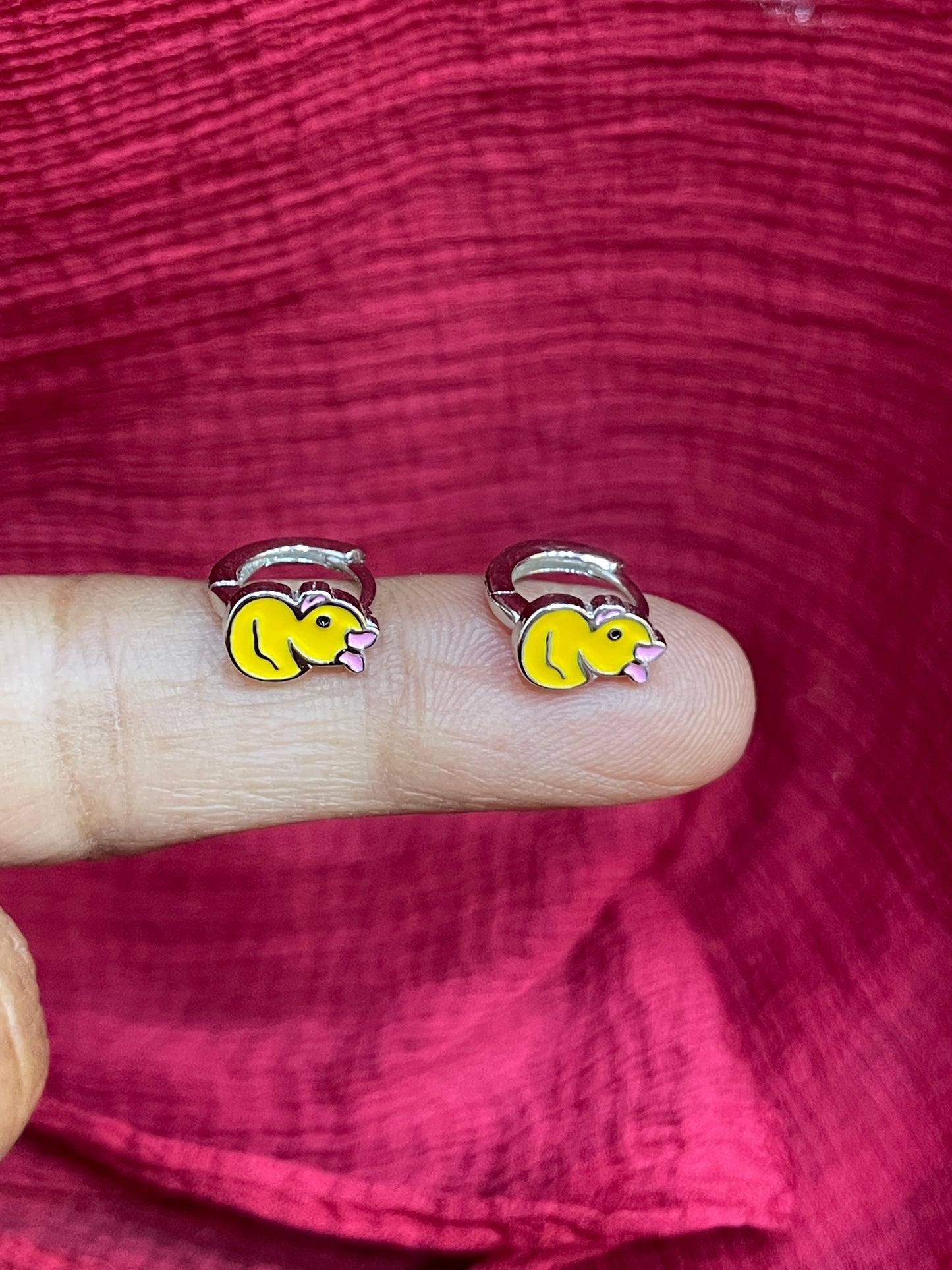 925 Silver Cute Duck Hoops