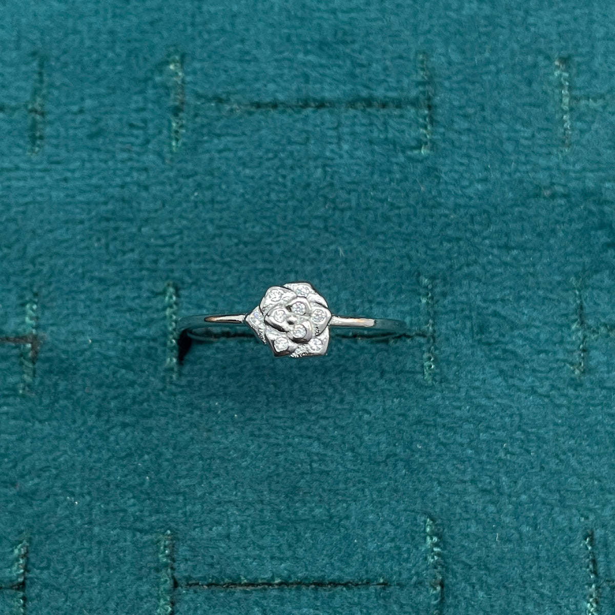 92.5 Sterling Silver Sculpted Rose Flower Finger Ring