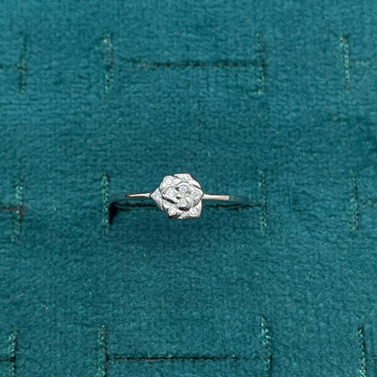 92.5 Sterling Silver Sculpted Rose Flower Finger Ring