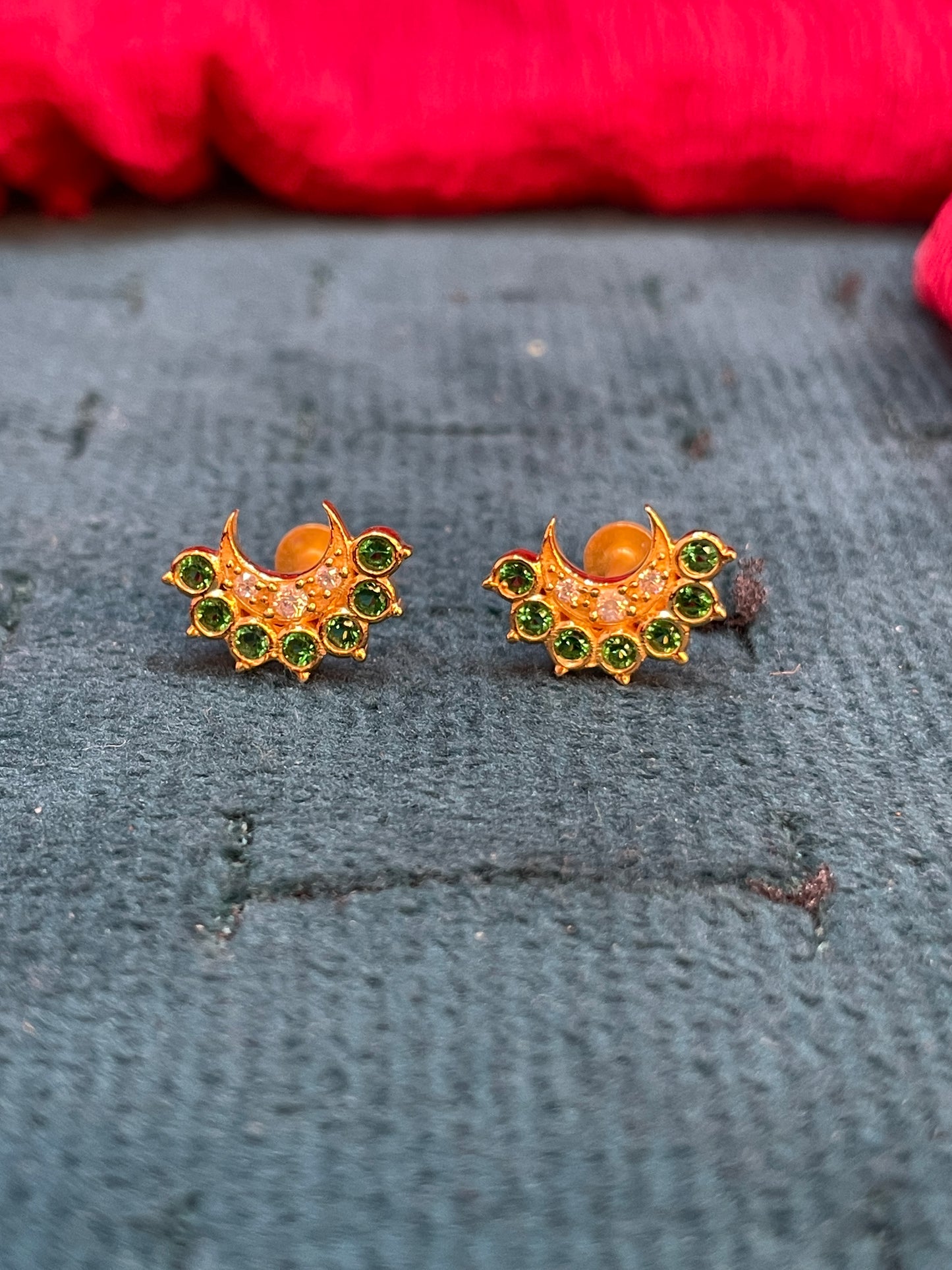 925 Silver Gold Plated Half Moon Studs