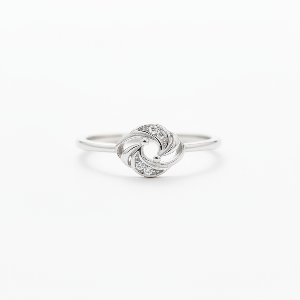 92.5 Sterling Silver Swirl Knot Finger Ring for Women