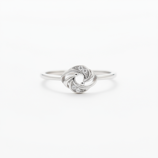 92.5 Sterling Silver Swirl Knot Finger Ring for Women