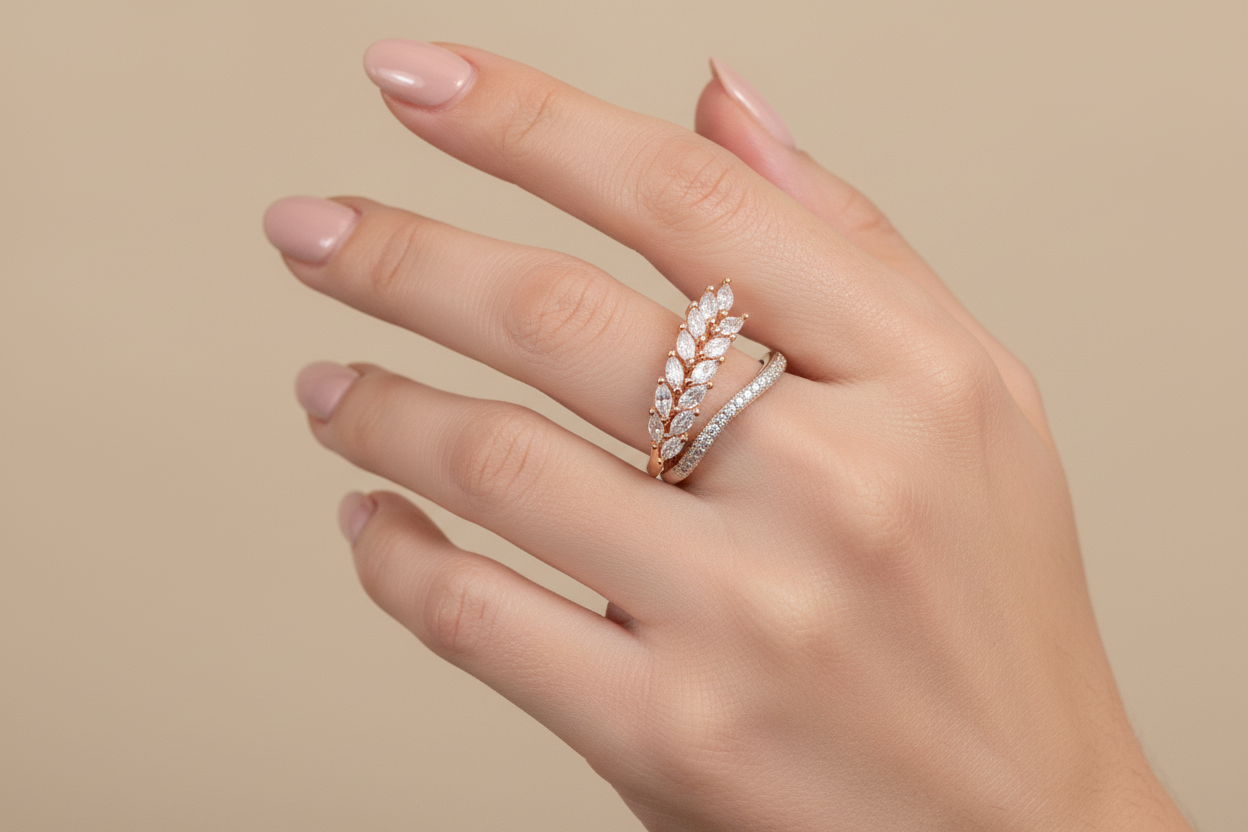 92.5 Silver Leaf Ring for Women Size 10 | Stylish Classic Nature Design | Elegant Fashion Jewellery