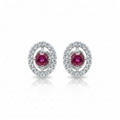 92.5 silver classy stylish oval pink stone earrings