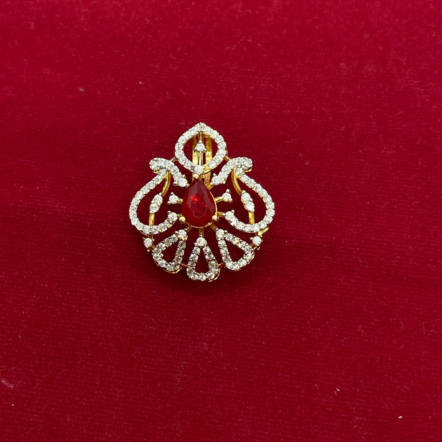 925 Silver Gold-Plated Ruby Red Pendant
