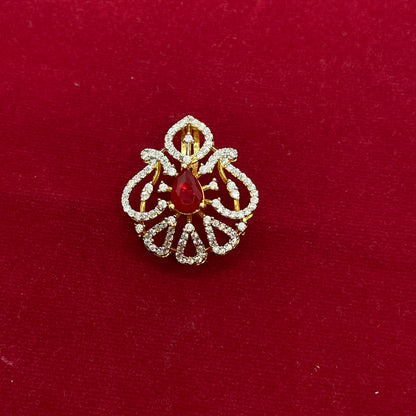 925 Silver Gold-Plated Ruby Red Pendant