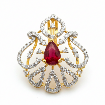 925 Silver Gold-Plated Ruby Red Pendant