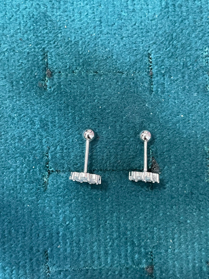 925 Silver Floral Stud Earrings | CZ Flower Daily Wear Earrings with Ball Screw Back
