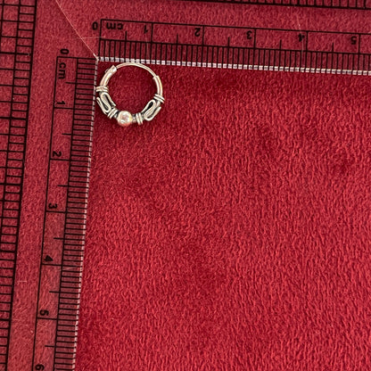 92.5 Silver Oxidised Bead Detail Hoop Earrings Pair