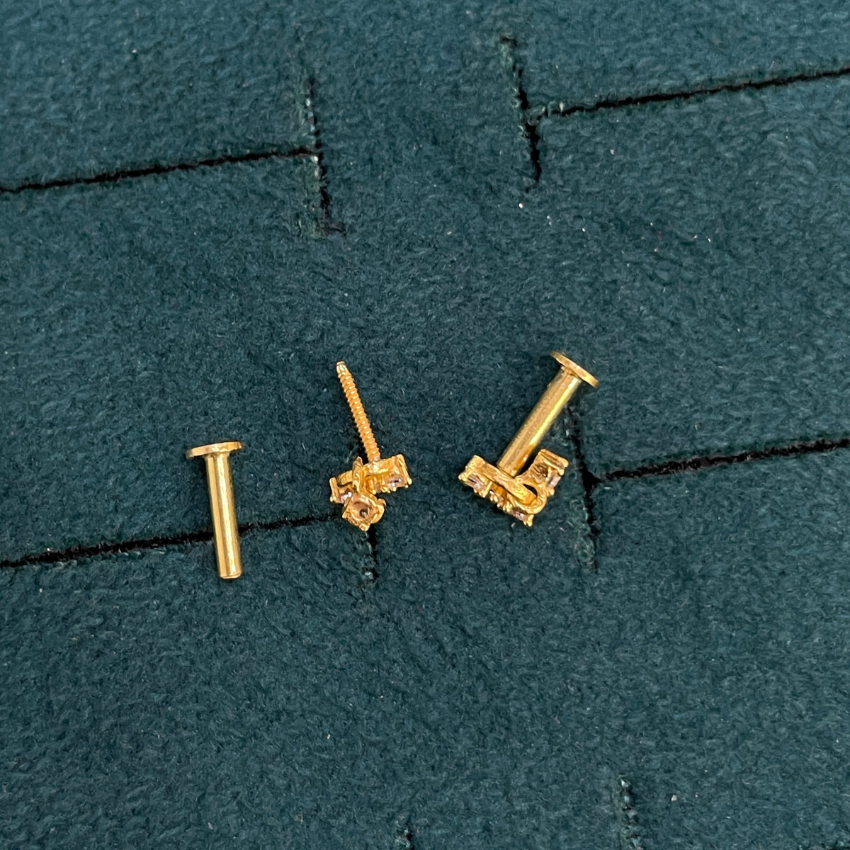 92.5 Sterling Silver Gold Plated CZ Trinity Cluster & Square Drop Studs
