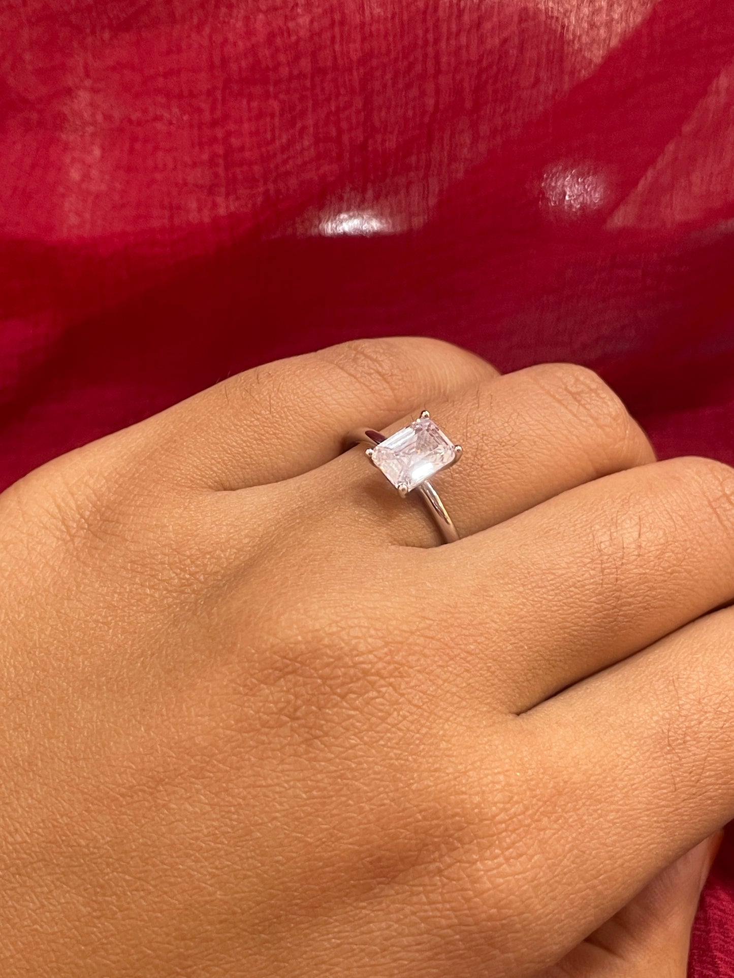 92.5 Silver White Stone Ring for Women Size 16 | Stylish Radiance Design | Elegant Fashion Jewellery