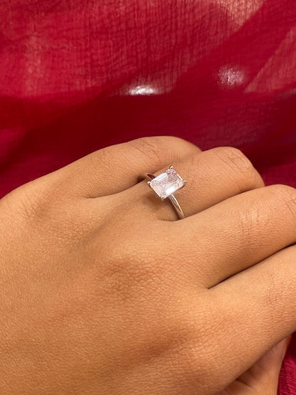 92.5 Silver White Stone Ring for Women Size 16 | Stylish Radiance Design | Elegant Fashion Jewellery