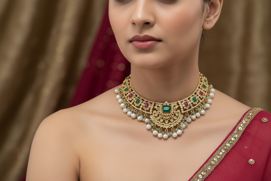 92.5 Silver Gold Plated Stylish Classy Necklace for Women | Elegant Modern Design | Jewellery