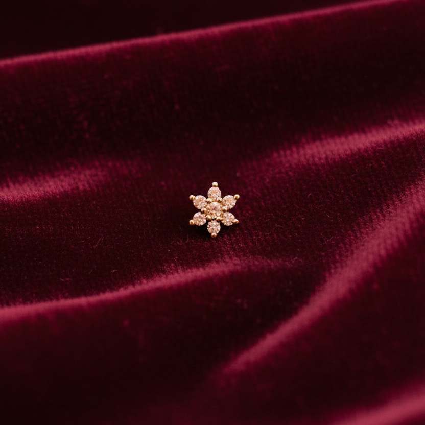 925 SIlver Gold Plated Flower Nosepin