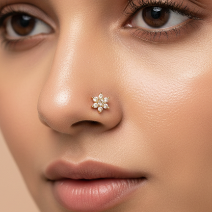 925 SIlver Gold Plated Flower Nosepin