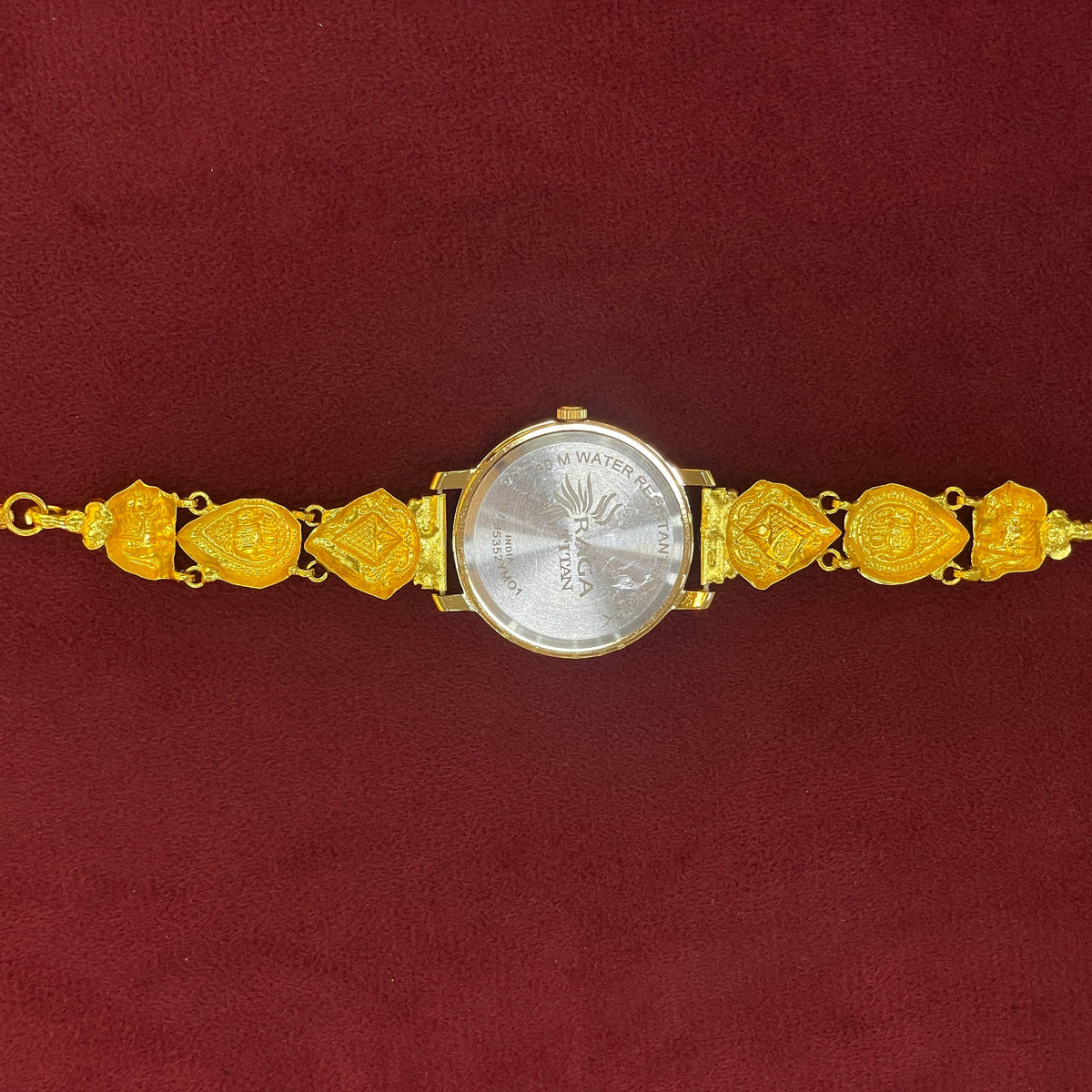 92.5 Silver Gold Plated Nakshi Pink Dial Watch for Women