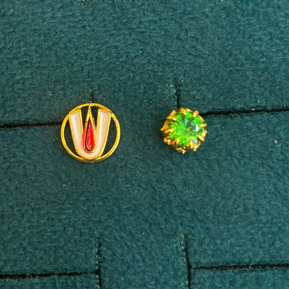 92.5 Silver Gold Plated Govinda Namalu Reversible Stud Single Piece