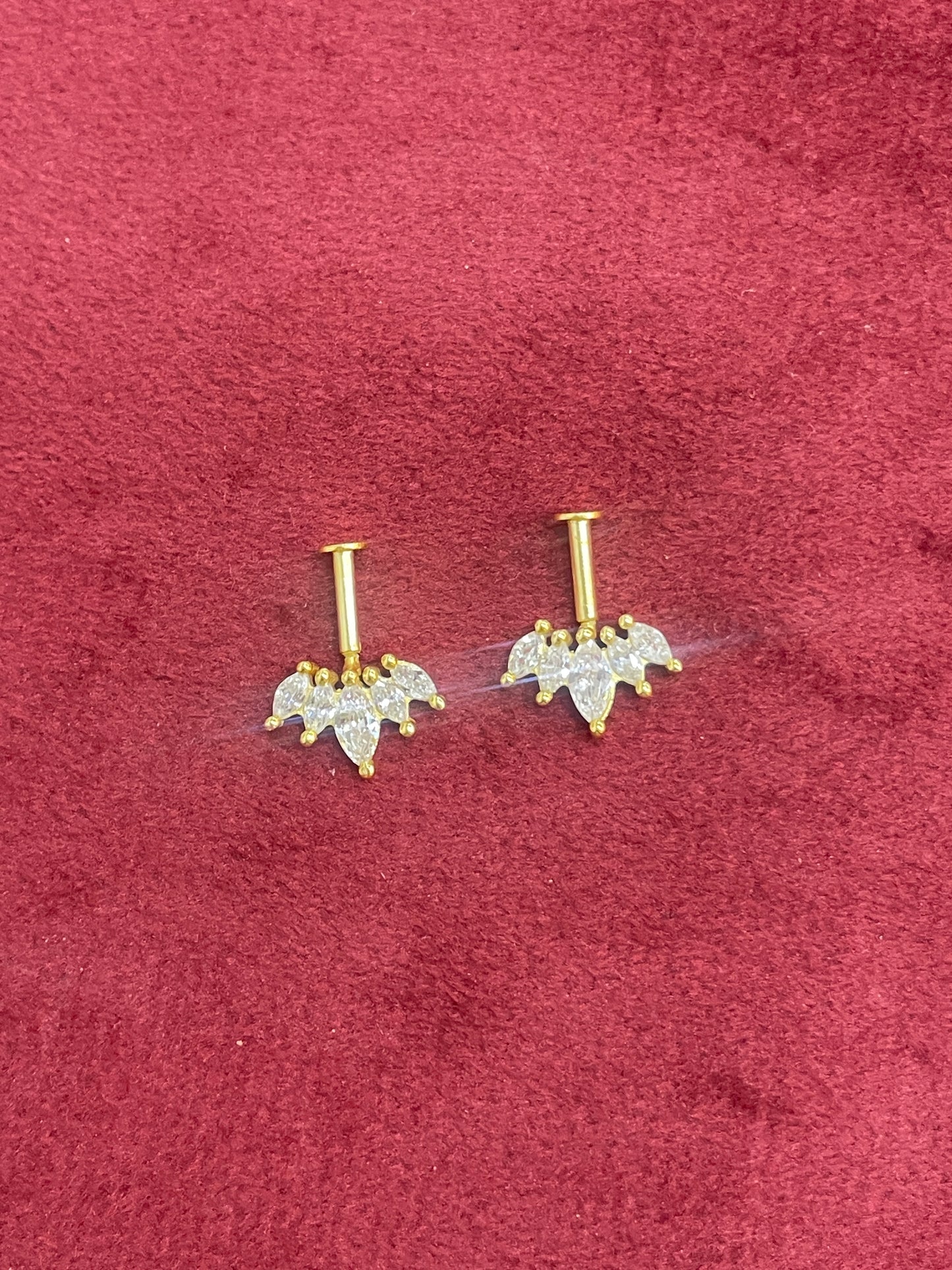 92.5 Silver Gold Plated Crown Bugadi pair | Upper Ear Elegant Design | Jewellery