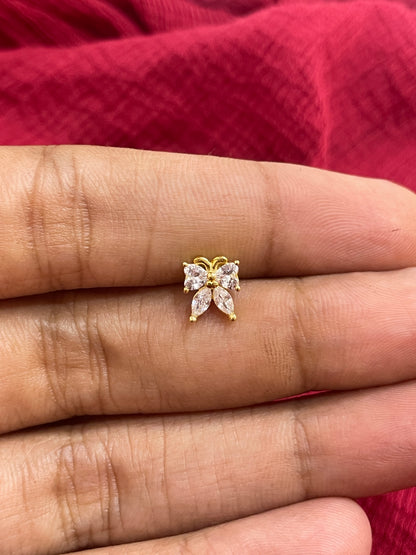 92.5 Silver Gold Plated Butterfly Earrings for Women | Stylish Cute Design | Elegant Jewellery