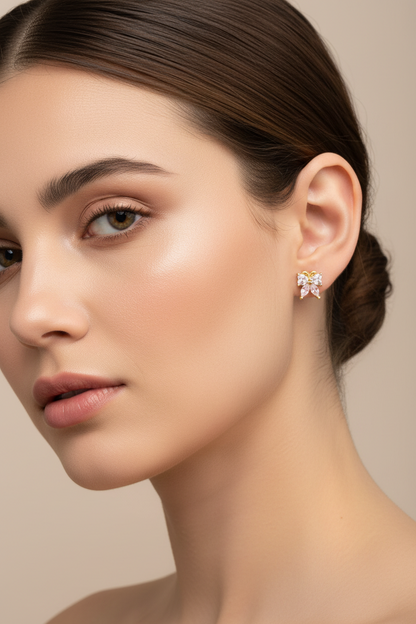 92.5 Silver Gold Plated Butterfly Earrings for Women | Stylish Cute Design | Elegant Jewellery