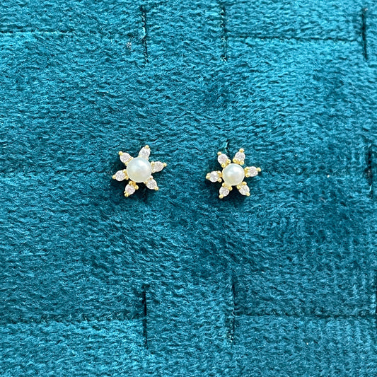 92.5 Silver Gold Plated Second Studs | Stylish Sleek Finish Design | Elegant Fashion Jewellery