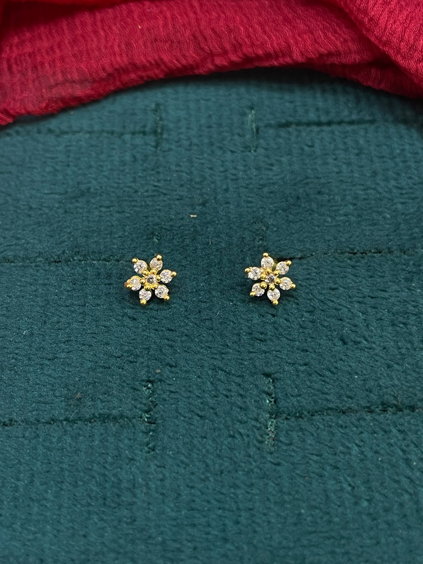 925 Silver Gold Plated 6 Petal Studs for Women | Floral Design
