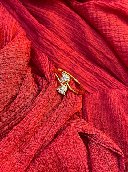 92.5 Silver Gold Plated Heart Ring for Women | Elegant Love Design | Jewellery