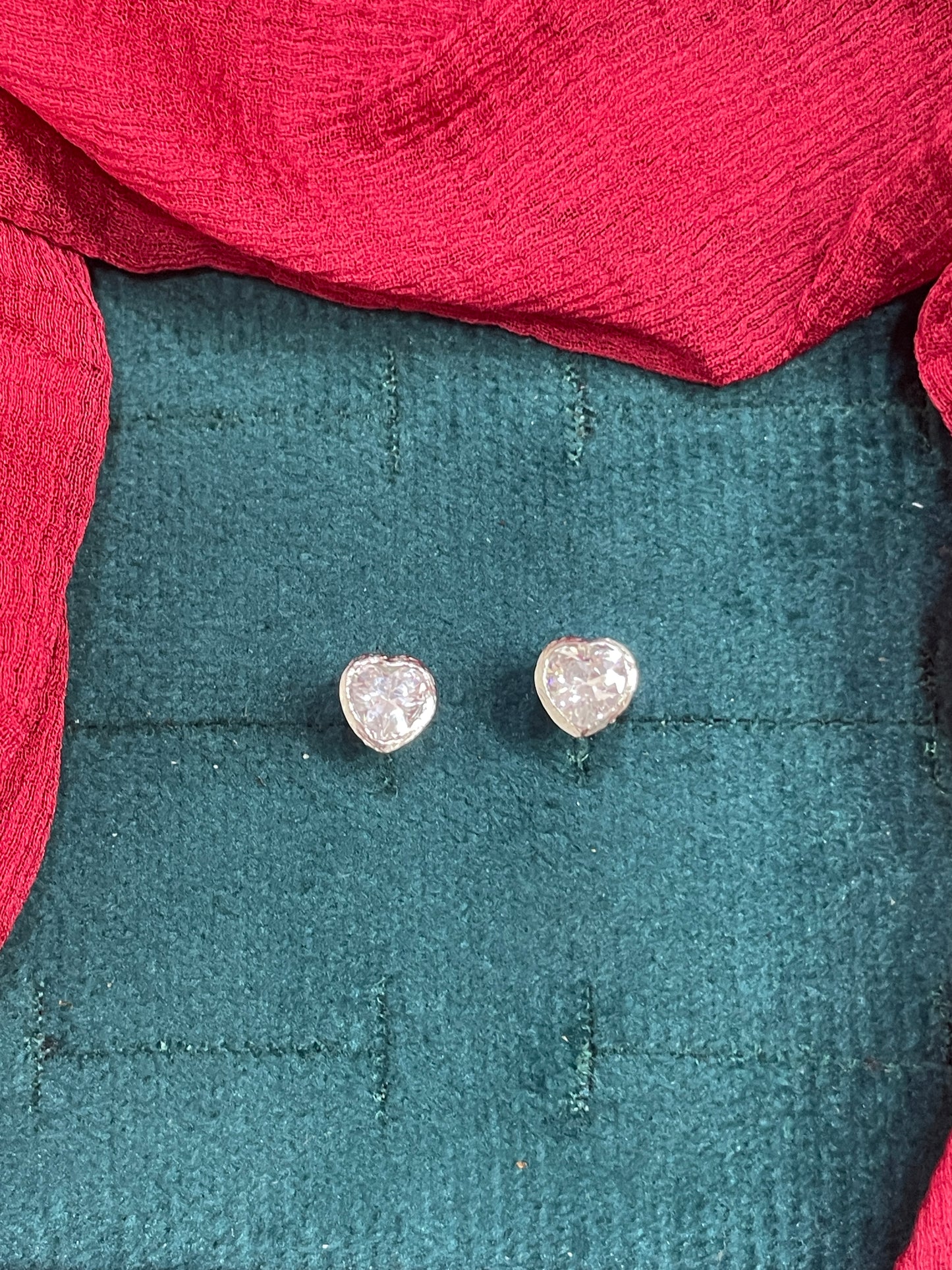 92.5 Silver Heart Studs Pair