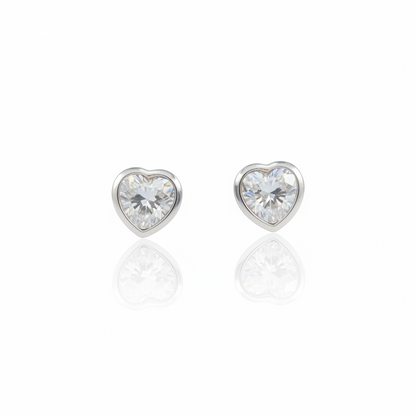 92.5 Silver Heart Studs Pair