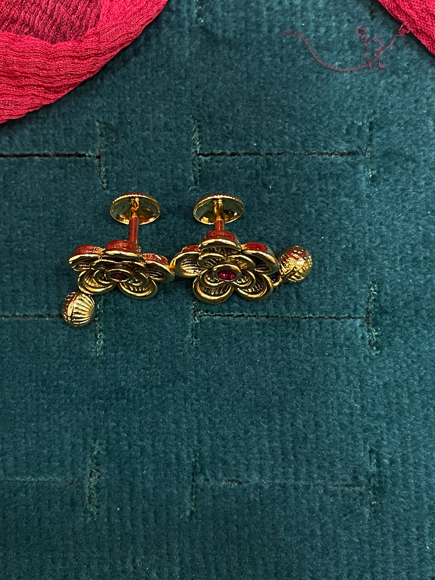 92.5 Silver Gold Plated Rose Earrings