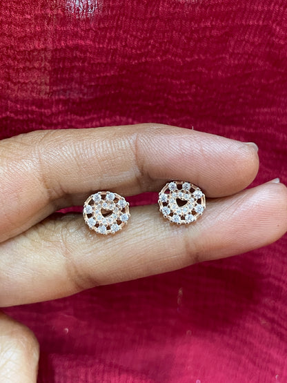 92.5 Silver Rose Gold Plated Studs | Stylish Elegant Design | Premium Jewellery