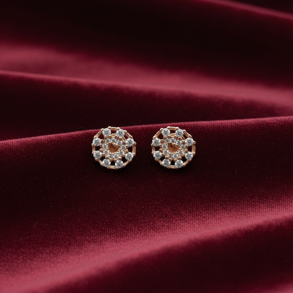 92.5 Silver Rose Gold Plated Studs | Stylish Elegant Design | Premium Jewellery