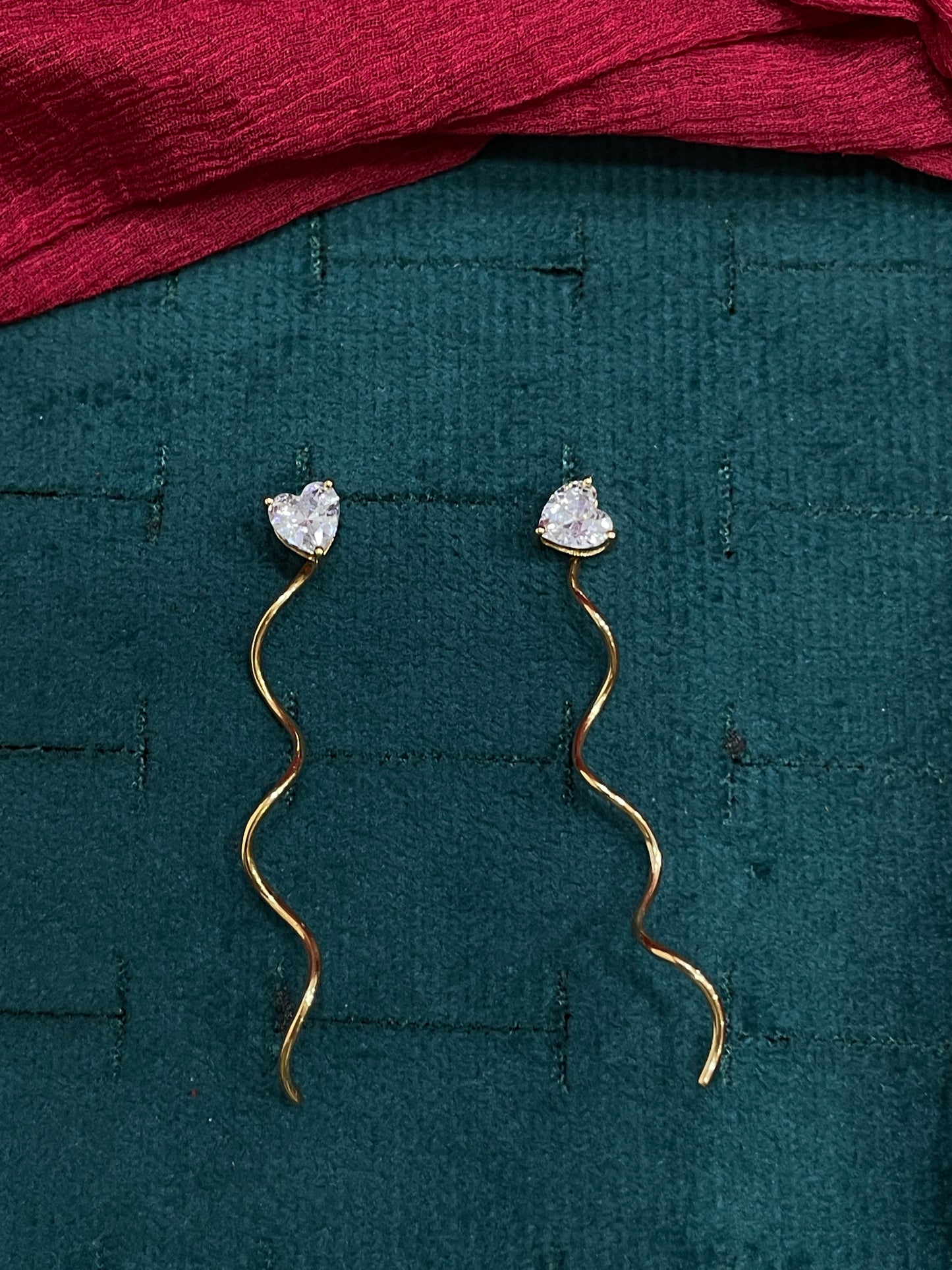 925 Silver Gold Plated Heart Shape Stone Spiral Swirl Stud Earrings for Women