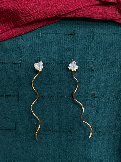 925 Silver Gold Plated Heart Shape Stone Spiral Swirl Stud Earrings for Women