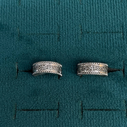92.5 Silver Oxidised Geometric Band Toe Rings