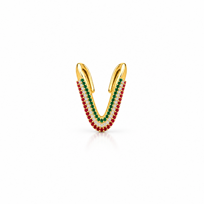 92.5 Silver Gold Plated Pink Green & White CZ Multi-Row Vanki Ring for Women