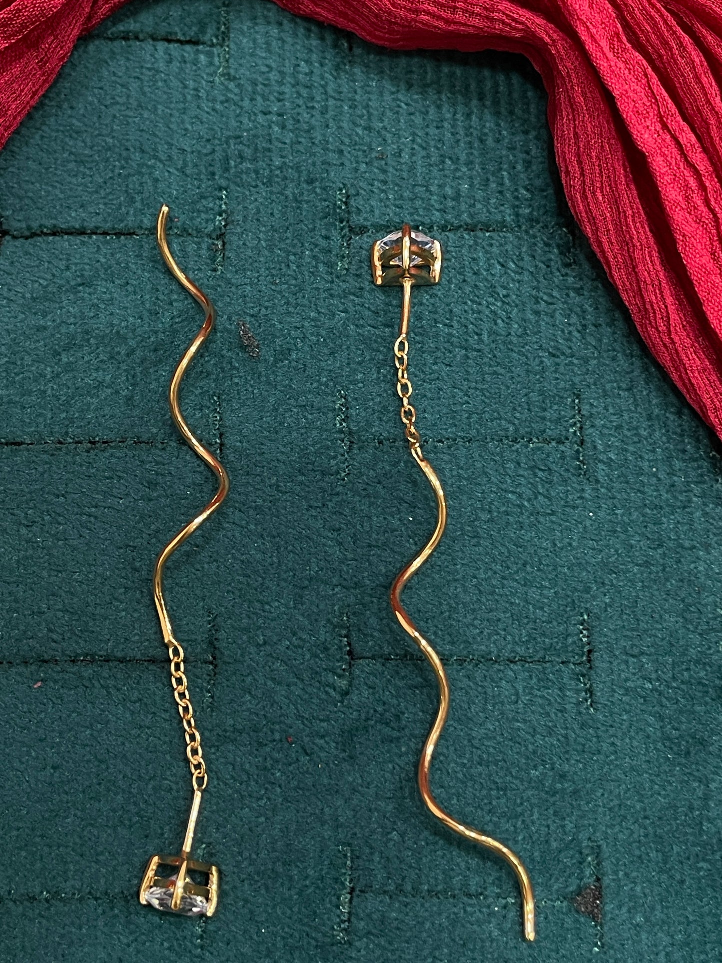 925 Silver Gold Plated Triangle Swirl Dangler Earrings for Women | Geometric Dangle Design