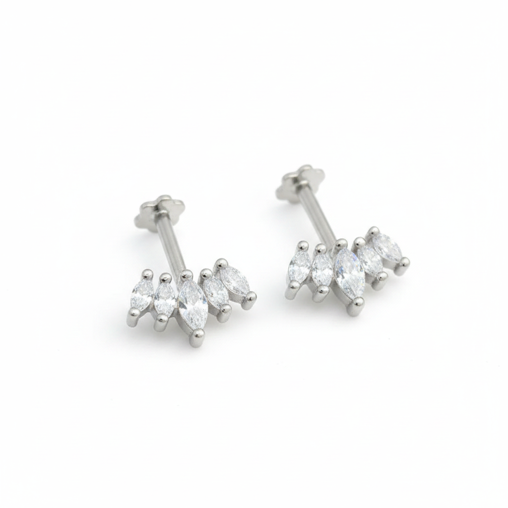 92.5 Silver Five Leaf Dainty Bugadi Pair