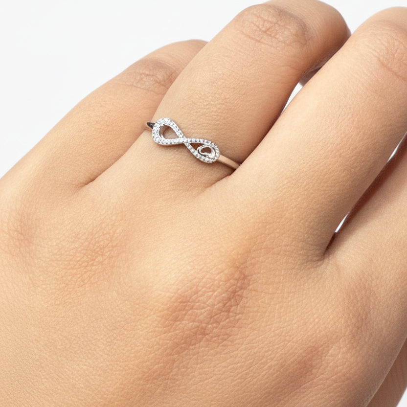 92.5 Silver Infinity Heart Ring for Women