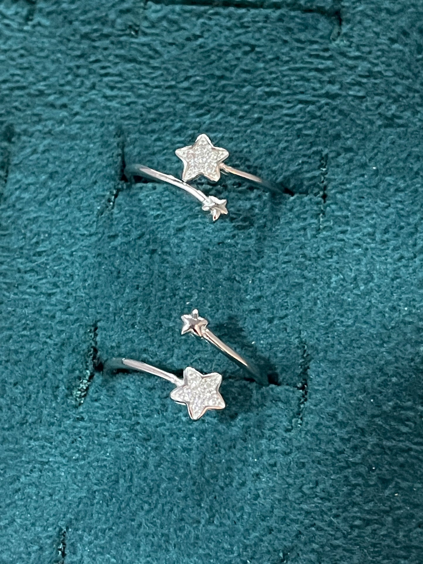 92.5 Sterling Silver Dual Star Toe Rings for Women | Double Band Elegant Design