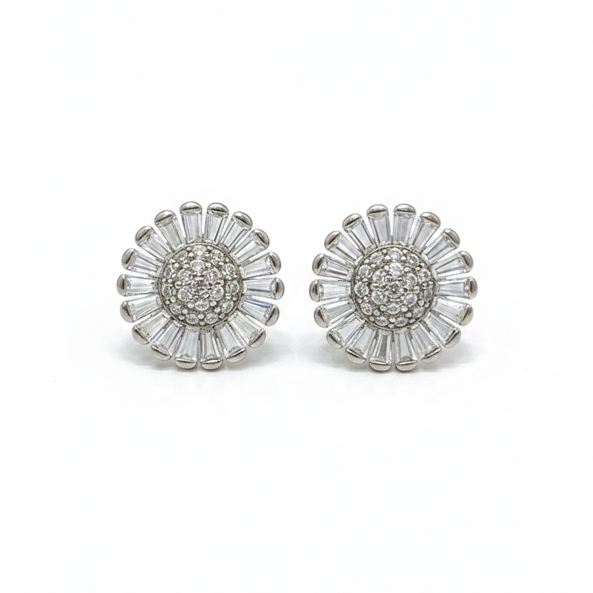 92.5 Silver White Stone Earrings | Elegant Minimal Sparkle Design | Jewellery